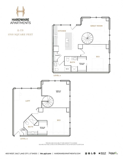 Floor plan for 2 beds, 2.5 baths, 1650 sqft